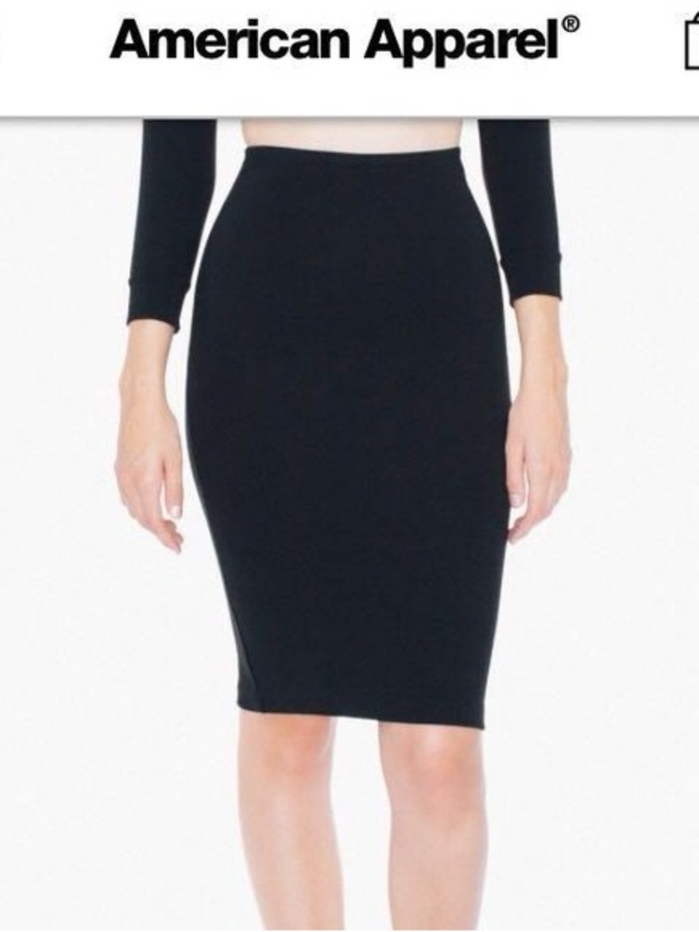 American Apparel Black High-Rise Pencil Skirt - Classic Silhouette